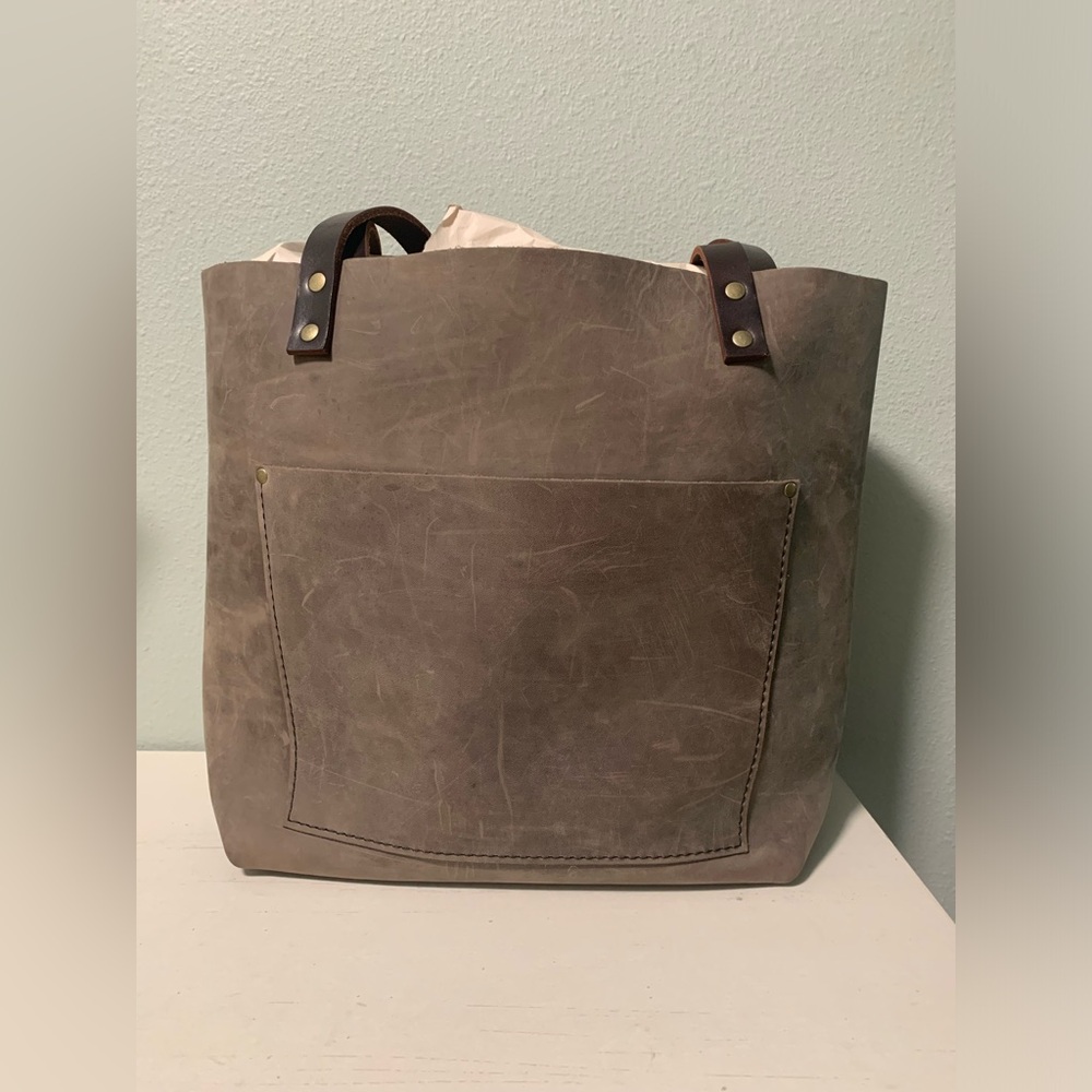 Portland Leather Goods Groupie Gray classic medium tote